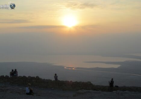 Hike Masada Sunrise Over Mountains